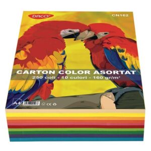 Carton color A4  160gr/mp, 10 culori, 250 buc/set Daco CN162