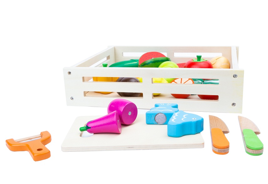 Ladita cu fructe, legume si accesorii din lemn cu scai si magnet - imagine 3