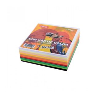 Cub hartie 9 x 9 cm, 300 coli, 10 culori  Daco