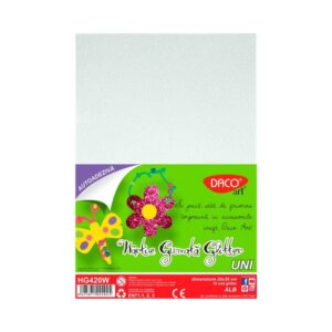 Hartie gumata glitter autoadeziva alba 10 coli Daco