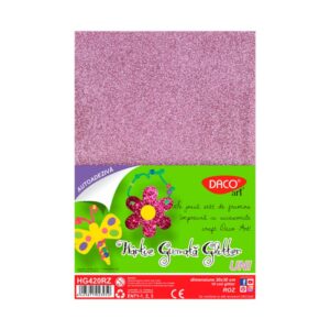 Hartie gumata glitter autoadeziva roz 10 coli Daco