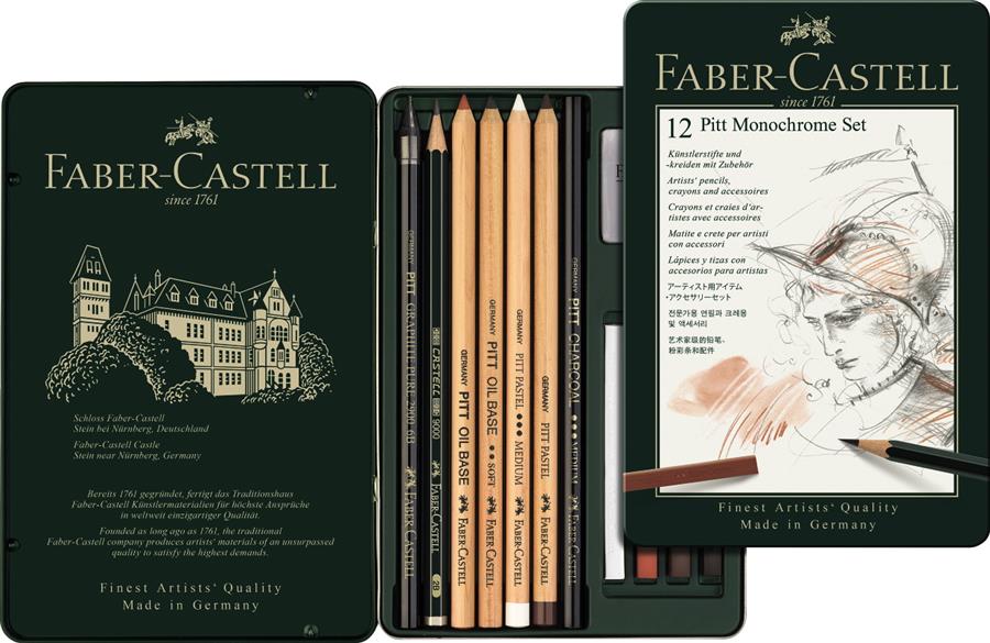 Set Pitt Monochrome 12 buc Faber-Castel
