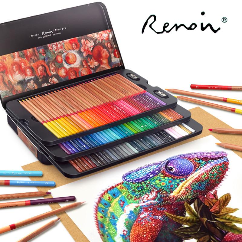 Creioane colorate 100 buc/set Renoir Marco in cutie metalica - imagine 7