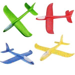 Avion din polistiren  luminat cu led, diverse culori