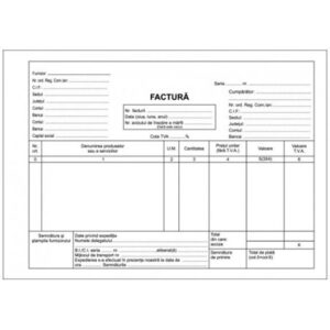 Facturier cu TVA format A4, 3 exemplare