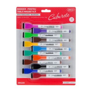 Marker tabla magnetica set cu burete 12 Daco