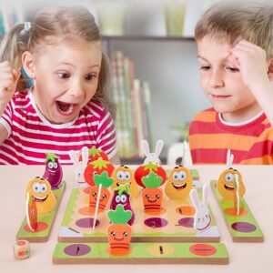 Joc de viteza 2 in 1 din lemn "Nu-mi lua rosiile"/"Sah distractiv" MM-004