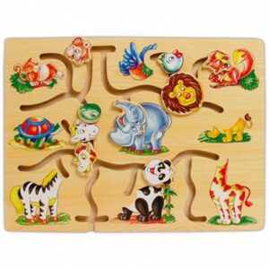 Puzzle labirint din lemn animale din jungla N11