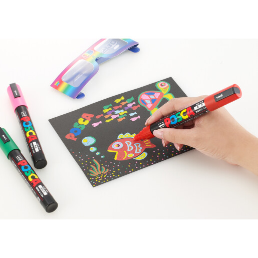 Set 5 markere POSCA PC-3M cu ochelari 3D - imagine 2