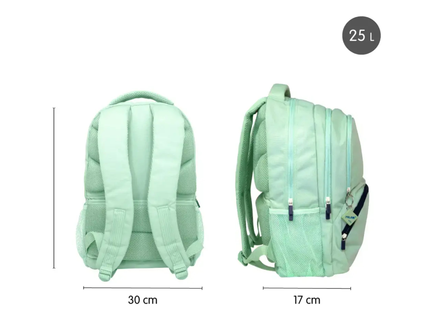 Ghiozdan 46 cm Milan verde 624604SNCGR - imagine 2